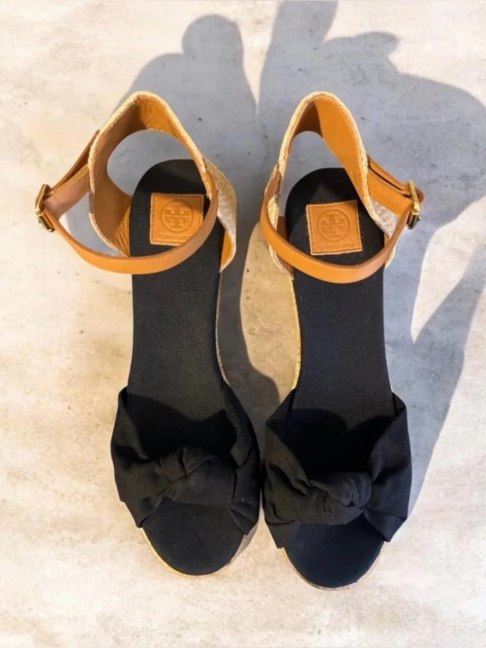 Tory Burch knotted bow wedge espadrilles Size 8.5